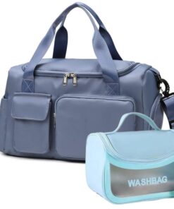 Fashionable Waterproof Multi Task Travel Gym Duffel Bag With Toiletry Bag - Ocean Blue