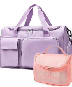 Fashionable Waterproof Multi Task Travel Gym Duffel Bag With Toiletry Bag - Purple Pink