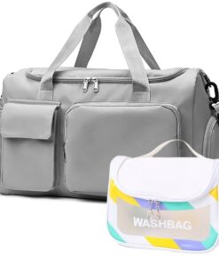 Fashionable Waterproof Multi Task Travel Gym Duffel Bag With Toiletry Bag - Silver