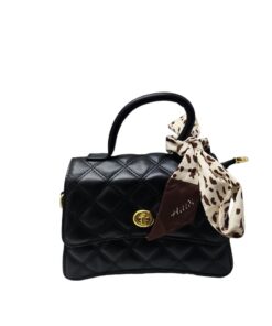 Faux leather handbag with scarf