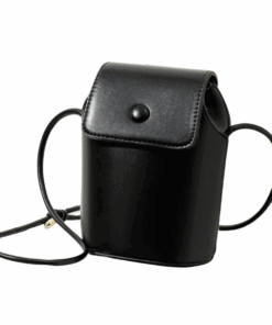 Faux Leather Retro Crossbody Bucket Bag - Black