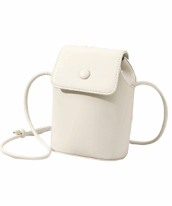Faux Leather Retro Crossbody Bucket Bag - Cream
