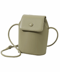 Faux Leather Retro Crossbody Bucket Bag - Moss