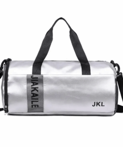 Faux Leather Waterproof Gym & Duffel Bag - Silver