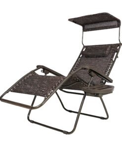FC-006, Zero Gravity Folding Chairs with Canopy and Side Tray - Brown