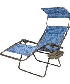 FC-006, Zero Gravity Folding Chairs with Canopy and Side Tray - Brown, Blue