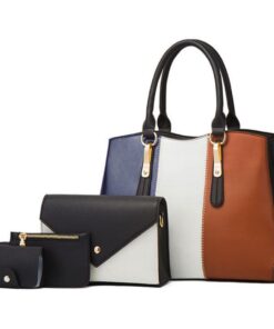 FCG Multicoloured 4 Piece Ladies Faux Leather Hand Bag Set - Black