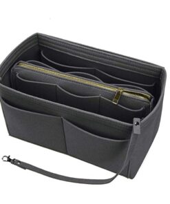 Felt Cloth Handbag Insert Multi Pocket Storage Tote Shaper Inner Bag - Black