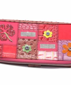 Female Designer Blue Wallet with Handstitched Florals