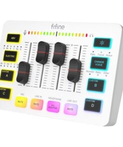 FIFINE - SC3 - Versatile Audio Mixer With 4-Channels & RGB Lighting - White
