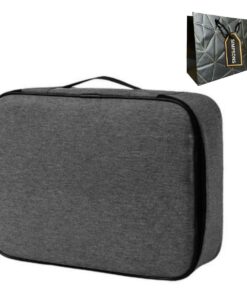 File Storage 3-Layer Travel Bag Case with Lock & Luxury Gift Bag - Grey