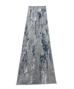 Fine Turkish Modern Runner Blue and Grey - 300 x 80cm