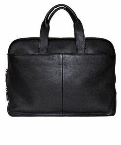 Fino 0824 Full Grain Italian Aniline Nappa Leather 15 Inch Laptop Bag - Black
