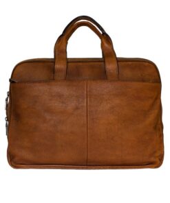 Fino 0824 Full Grain Italian Aniline Nappa Leather 15 Inch Laptop Bag - Coffee