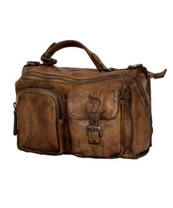 Fino 1818B-ZOO Full Grain Italian Aniline Nappa Leather Hand & Shoulder Bag - Coffee