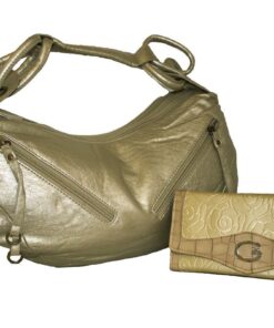 Fino 19950+GI-004 Soft Metallic Faux Leather Bag with Purse - Silver