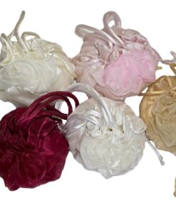 Fino 5 Piece Rose Flower Drawstring Cosmetic/Make up satin bag
