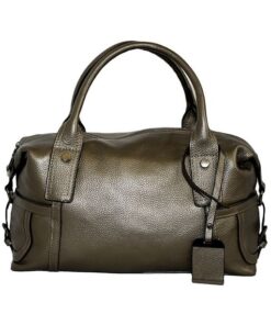 Fino 5036 Full Grain Genuine Leather Textured Bag - Mud Gold