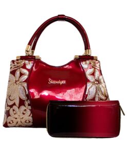 Fino 6228+8146-798 Luxury Patent Faux Leather Shoulder Bag with Purse Set