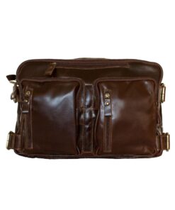 Fino 8676 Full Grain Genuine Leather Messenger Bag - Dark Brown