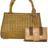 Fino Bamboo Woven  Bag with Purse - Brown