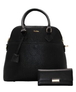 Fino BK-113 + 5696 Faux Leather Elegant Shoulder Handbag with Purse Set