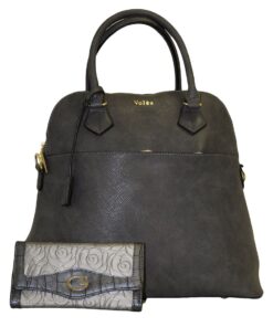 Fino BK-113+GI004 Faux Leather Elegant Hand & Shoulder Bag with Purse Set