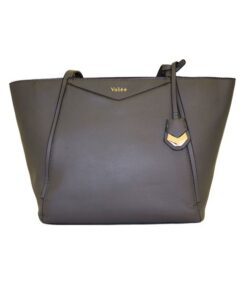 Fino BK-116 Faux Leather Classic Tote Shoulder Bag - Grey