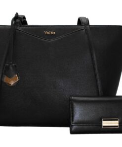 Fino BK-116+5696 Faux Leather Classic Tote Shoulder Bag with Purse