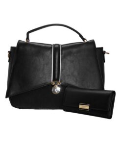 Fino BK-117+5696 Faux Leather Elegant Satchel Handbag with Purse