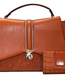 Fino BK-117+975-093 Faux Leather Elegant Satchel Handbag with Purse