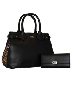 Fino BK-123+51333 Faux Leather Leopard Print Handbag with Purse Set