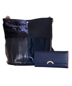 Fino BK-125+51156 Faux Leather 4 Textured Shoulder Bag with Purse Set