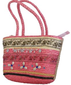 Fino CJK-05046 Exotic Style Straw Beach Bag & Shopping Bag - Pink