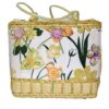 Fino CJK-05052 Straw/Canvas Floral Embellished Beach Bag - Beige