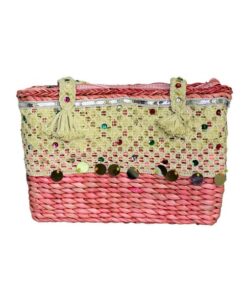 Fino CJK-05060 Exotic Stylish Straw Beach Bag - Pink