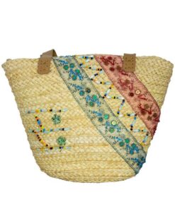 Fino CJK-05066 Exotic Straw Tote Beach Bag - Beige