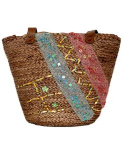 Fino CJK-05066 Exotic Straw Tote Beach Bag - Brown