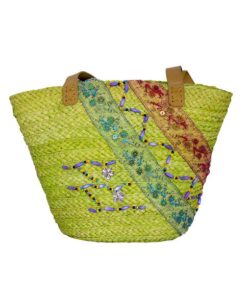 Fino CJK-05066 Exotic Straw Tote Beach Bag - Green