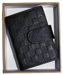 Fino DWS-800 Unisex Genuine Leather 20 Card Slots Credit Card Holder with Box - Black