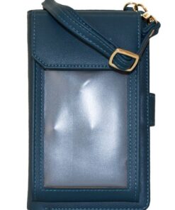 Fino F9705 Faux Leather All in 1 Purse/ Phone Bag with Shoulder Strap - Blue