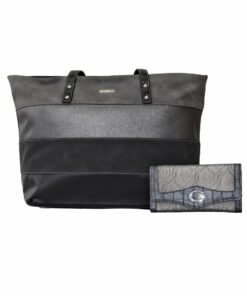Fino G-8206-2+GI-004 Faux Leather Tote Shoulder Bag with Purse â Black
