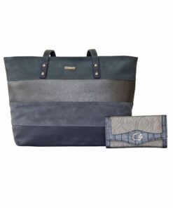 Fino G-8206-2+GI-004 Faux Leather Tote Shoulder Bag with Purse â Blue