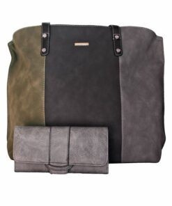 Fino G-8213+6002-765 Faux Suede Leather Tote Bag & Purse Set