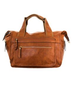 Fino GIO-A157 Duffel Bag Faux Leather Weekender Luggage Travel Bag - Brown
