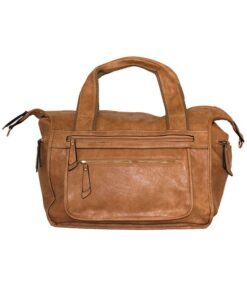 Fino GIO-A157 Duffel Bag Faux Leather Weekender Luggage Travel Bag - Light Brown