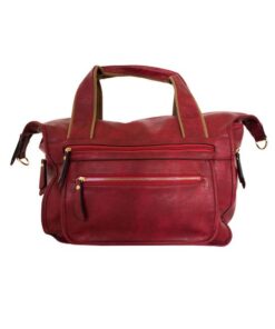 Fino GIO-A157 Duffel Bag Faux Leather Weekender Luggage Travel Bag - Red