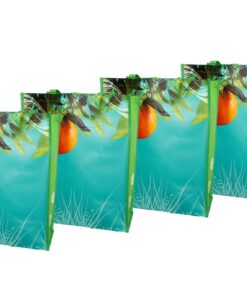 Fino Glossy Heavy duty, Eco-Friendly Reusable,Waterproof Shopping Bag - Set of 4 - Orange Tree - 48 litre