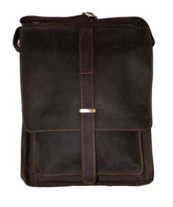 Fino GSX-017B Unisex Slim Full Grain Crazy Horse Waxed Genuine Leather Bag