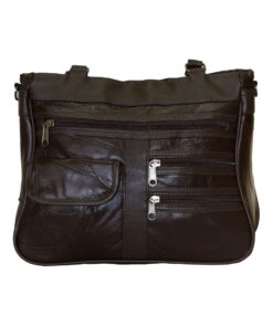 Fino GW-16040 Multi-Compartment Genuine Patch Leather Hand & Shoulder Bag - Brown